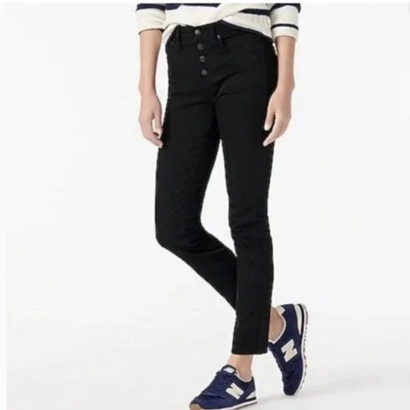 J. Crew 9" Vintage Straight Black Buttonfly Stretch Denim Jeans Size 28 #1743 - Picture 1 of 9